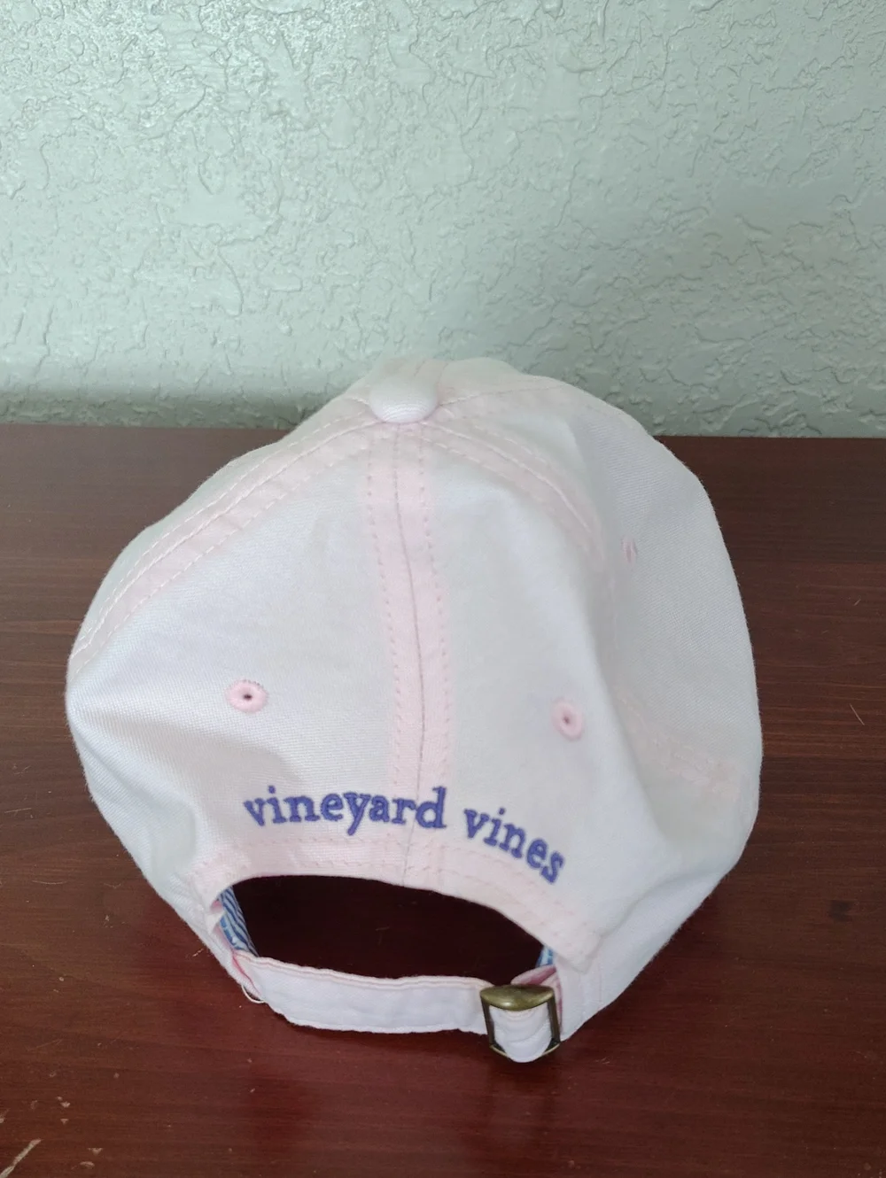 Vineyard Vines Pink Cotton Women's Ball Cap With Blue Gingham Whale